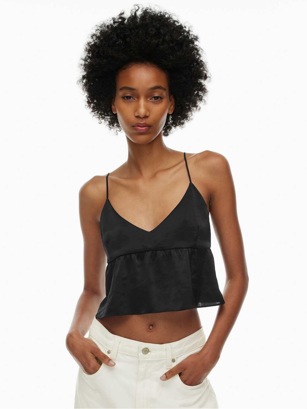 Aritzia Wilfred Liver Black Satin Camisole